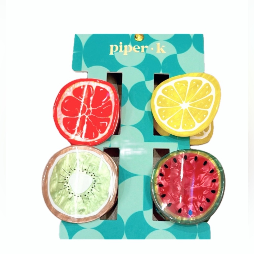 NWT 🍉🍋🥝🍊 Piper K Fruit Themed Hair Claw Clips Set of 4 - Picture 5 of 14